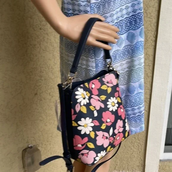 Kate Spade Darcy Small Bucket Bag Road Trip Floral Blue Multi - Picture 12 of 16